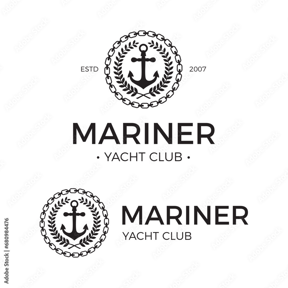 Fototapeta premium Marine Yacht Club Logo Anchor Nautical retro emblem logo vector