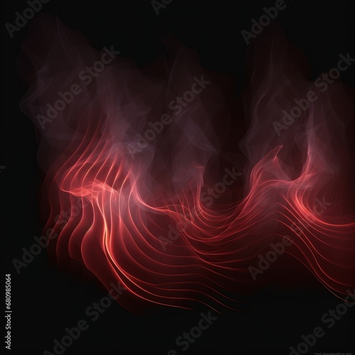 Warm air flow on a dark background. Infrared wind wave light effect. illustration, Generative AI