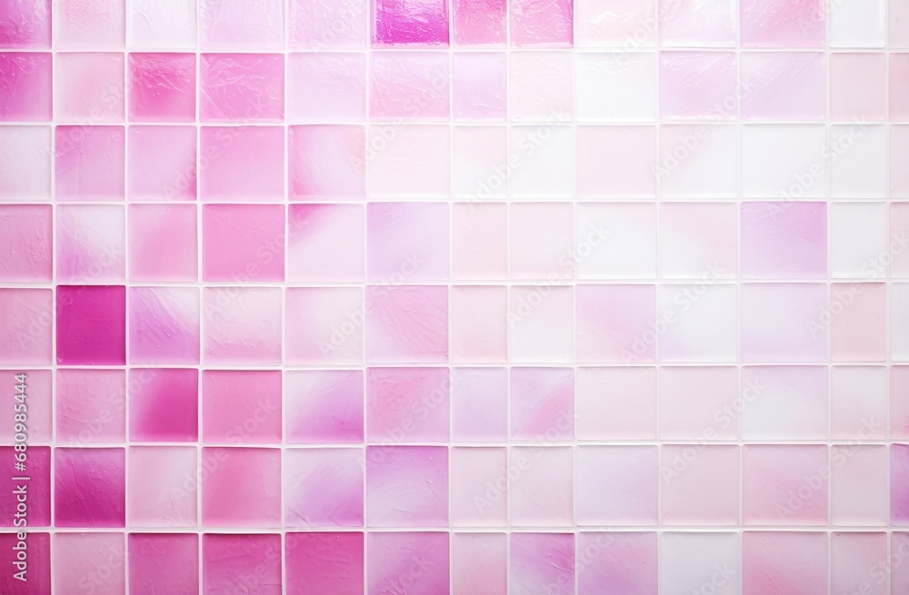 Fototapeta premium A Beautiful Close-Up of a Pink and White Tiled Wall