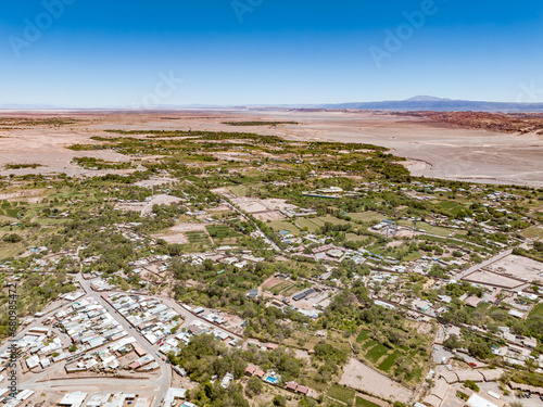 Imagem aérea de San Pedro de Atacama. Vilarejo situado no deserto do Atacama.  photo