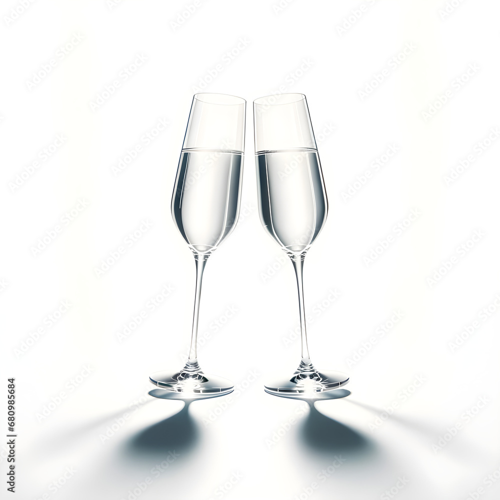 Elegant Champagne Flutes Toasting in Cheerful Celebration - Sparkling Wine Glasses Clinking Against Light Background, Concept of New Year's Elegance, Anniversary Romance, & Luxury Lifestyle Elegant Champagne Flutes Toasting in Cheerful Celebration - Sparkling Wine Glasses Clinking Against Light Background, Concept of New Year's Elegance, Anniversary Romance, & Luxury Lifestyle
