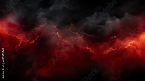 Black and red smoky and fire sparks background. flame dust photo
