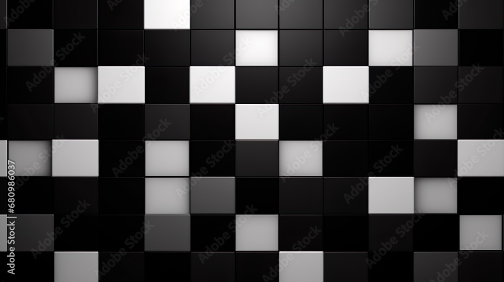 Black and white floating blocks 3d squares abstract background Black and white floating blocks 3d squares abstract background