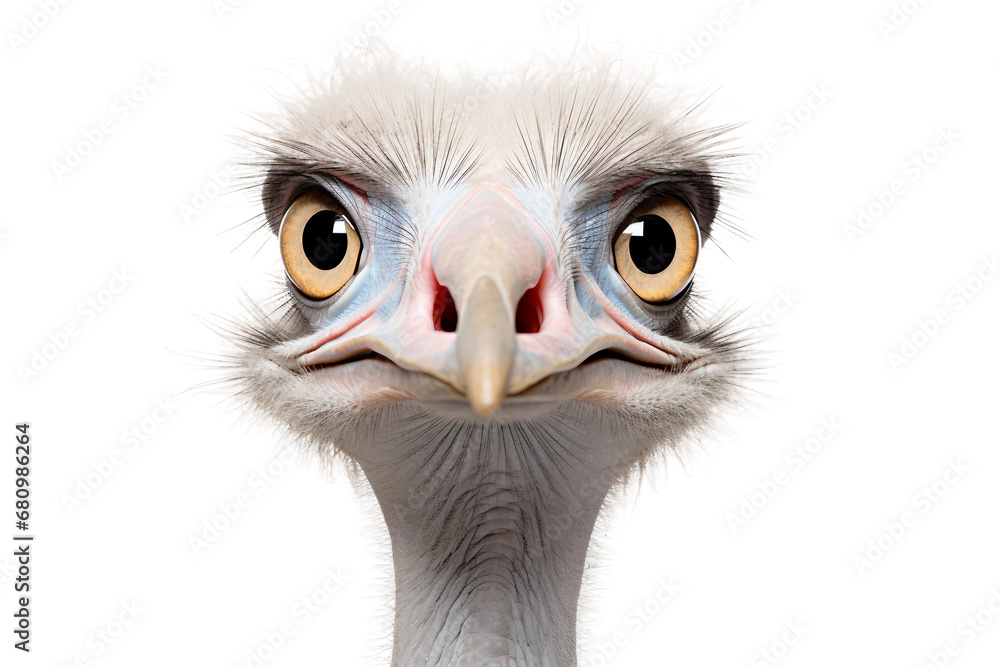 Majestic Ostrich White Isolation on a transparent background