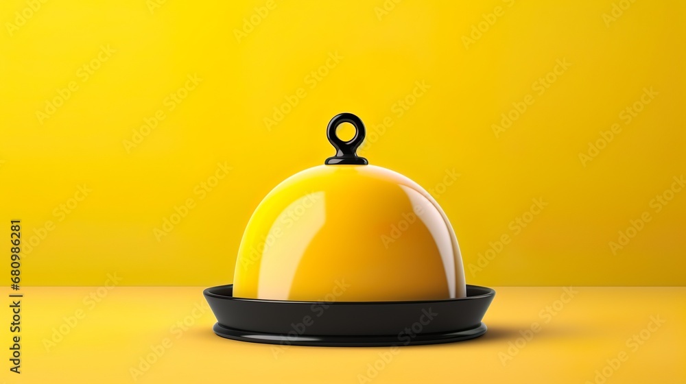 dish with lid on yellow background dining restaurant service dish with lid on yellow background dining restaurant service