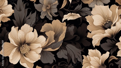 Ikat seamless pattern traditional floral background. photo