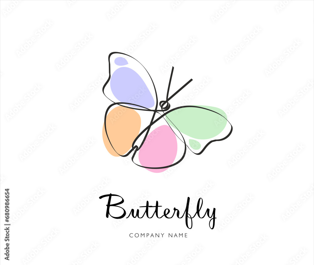 Butterfly in One continuous line drawing. Beautiful flying moth for wellbeing beauty or spa salon logo and divider concept in simple linear style. Minimalist line art butterfly logo design. Butterfly in One continuous line drawing. Beautiful flying moth for wellbeing beauty or spa salon logo and divider concept in simple linear style. Minimalist line art butterfly logo design.