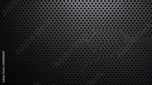 Seamless perforated black metal background texture. Tile able trendy elegant dark grey leatherette with pierced holes. Luxury steering wheel or auto seat upholstery material pattern. photo