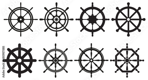 Set of ship wheel vector, Helm vectors 
