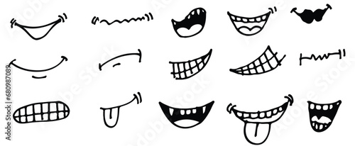 Set of smile vectors, cartoon smile vectors 