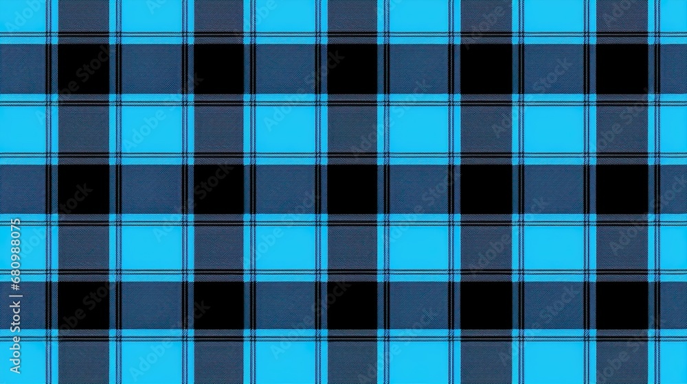 Light Blue and Black Buffalo Check Plaid Seamless Pattern - Classic style flannel plaid - obrazy, fototapety, plakaty 