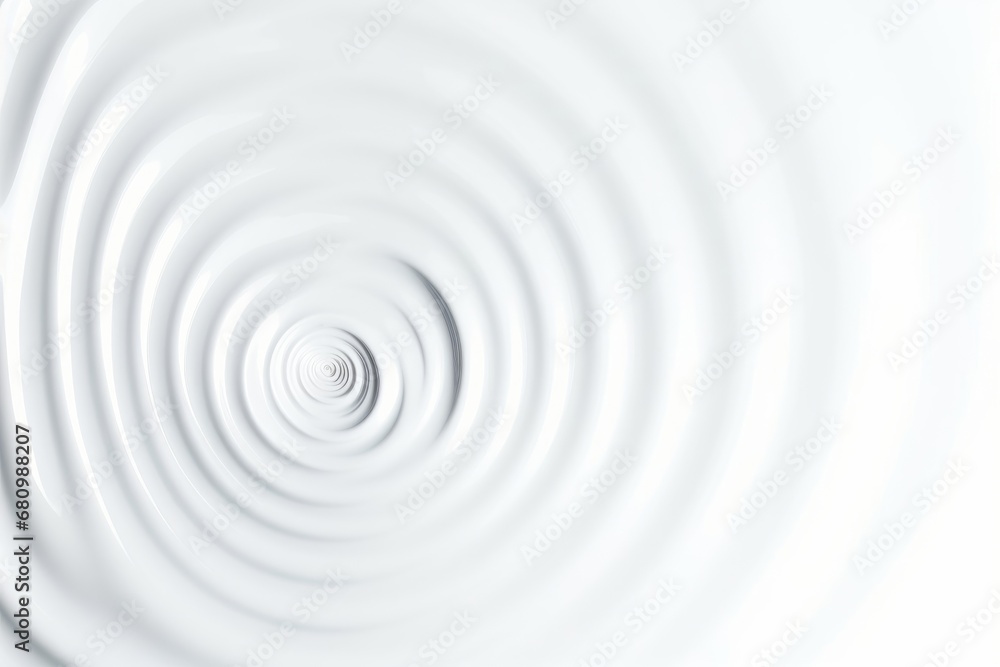 Water ripple effect on white background. Circular wave top view.  illustration of a surface that resonates from impact, Generative AI