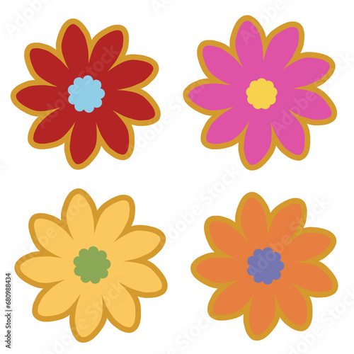 Flower illustration doodle inspired by jasmine flower with pink orange red that can be used for sticker  icon  decorative  e.t.c