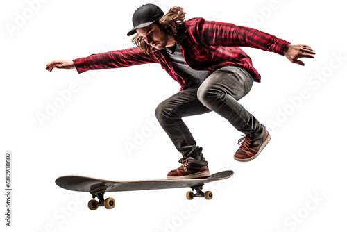 High-Flying Skateboard Maneuver on a transparent background