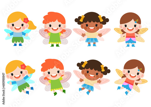 little fairy clipart, Cute beautiful little winged fairies