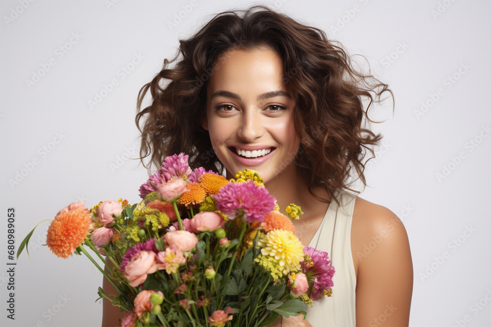 花束を持つ女性