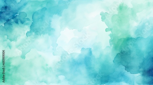 Blue green watercolor background abstract painting texture with stained pattern and teal turquoise gradient colors