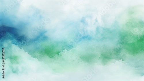 Blue green watercolor background abstract painting texture with stained pattern and teal turquoise gradient colors