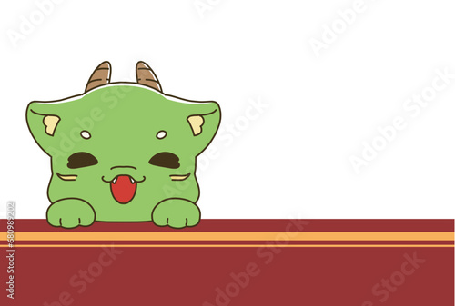 笑顔の龍のキャラクターの年賀状素材