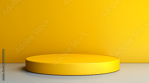 3d rendering yellow cylindrical product booth, podium, stage, product commercial photography background, PPT background product cosmetics display © Derby
