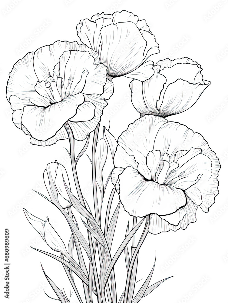Fototapeta premium Lisianthus flower Coloring book page