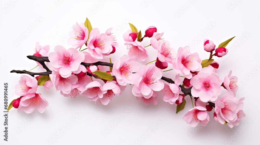 Pink cherry blossom flowers isolated on transparent background, Blooming tree in Spring PNG