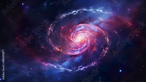 Spiral Galaxy in deep space, dreamy harmony energy cosmos
