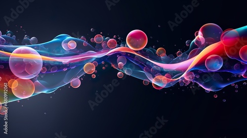 Bubbled abstract vector fluid particle flow nano metamorphosis glow
