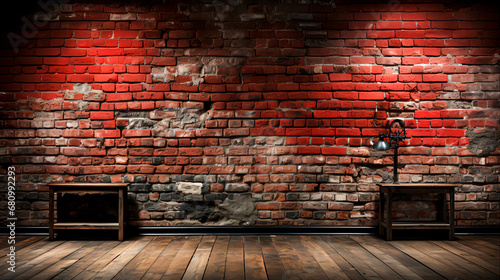 Rustic Weathered Brickwork Old Red Brick Wall with Classic Aesthetic, Generative Ai