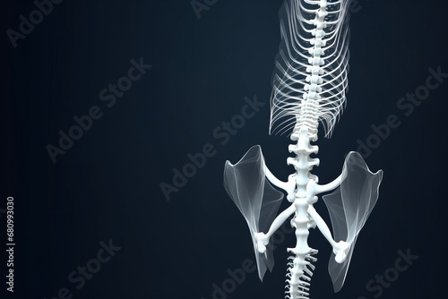 Spinal bones, vertebra low poly wireframe landing page template, Generative AI photo