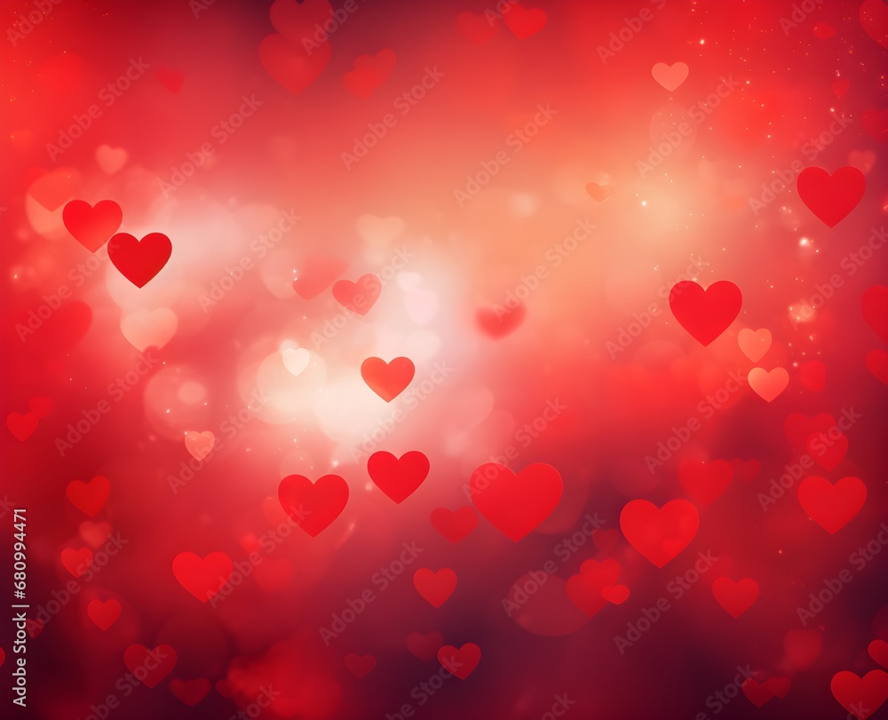 Happy st. Valentines day banner with red abstract illustrated hearts, pink paper hearts flying shining against dark red background with empty space for text, clouds, dreamy, couple love concept Happy st. Valentines day banner with red abstract illustrated hearts, pink paper hearts flying shining against dark red background with empty space for text, clouds, dreamy, couple love concept