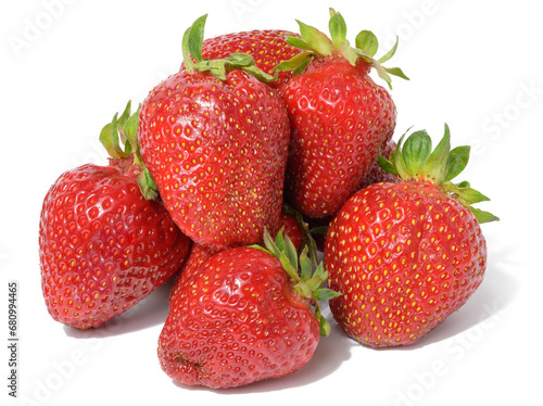 Ripe red strawberries on a white isolated background