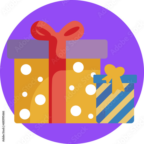 A vibrant giftbox icon, perfect for celebrating International Children's Day. Its bright colors and whimsical design evoke the joy and excitement of giving and receiving gifts.