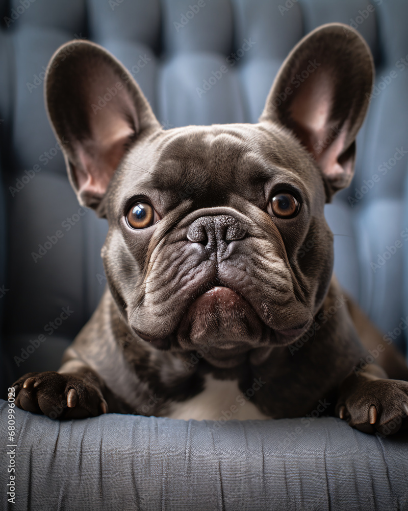 A Contented French Bulldog Captured in a Cozy Pet Photograph
