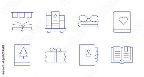 Book icons. Editable stroke. Containing world book day, book, books, phone list. © Spaceicon