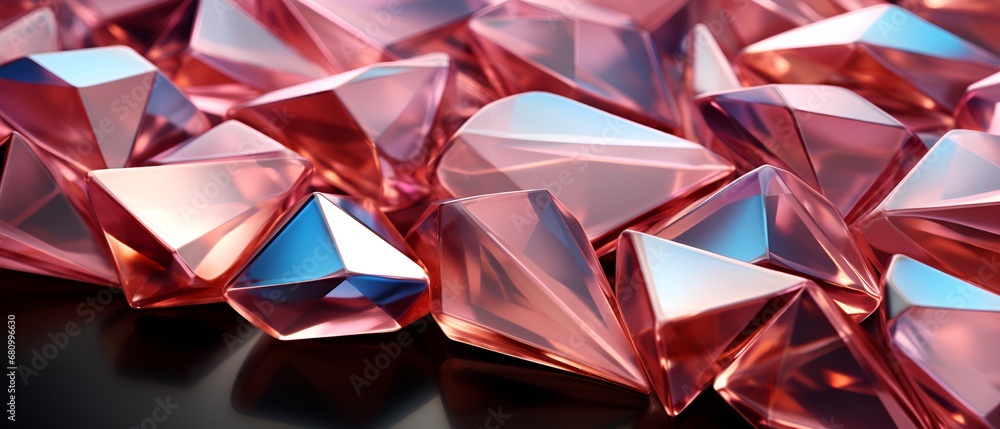 3d render, abstract rose crystal background, faceted texture, macro panorama, wide panoramic polygonal wallpaper. 3d render, abstract rose crystal background, faceted texture, macro panorama, wide panoramic polygonal wallpaper.