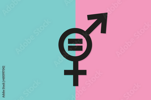 Gender equal sign vector icon. Men and women equal