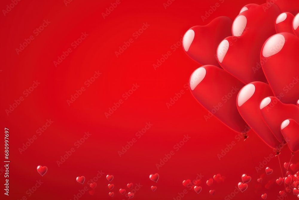 Red Valentine's Day background with hearts. Generative AI