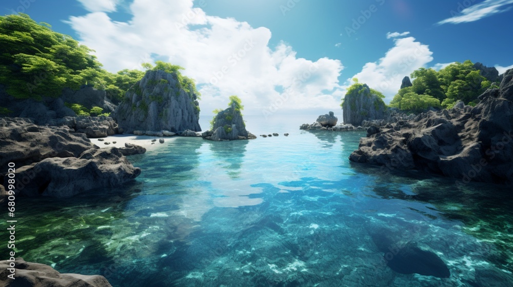 Gorgeous vista of a rounded lagoon in the ocean