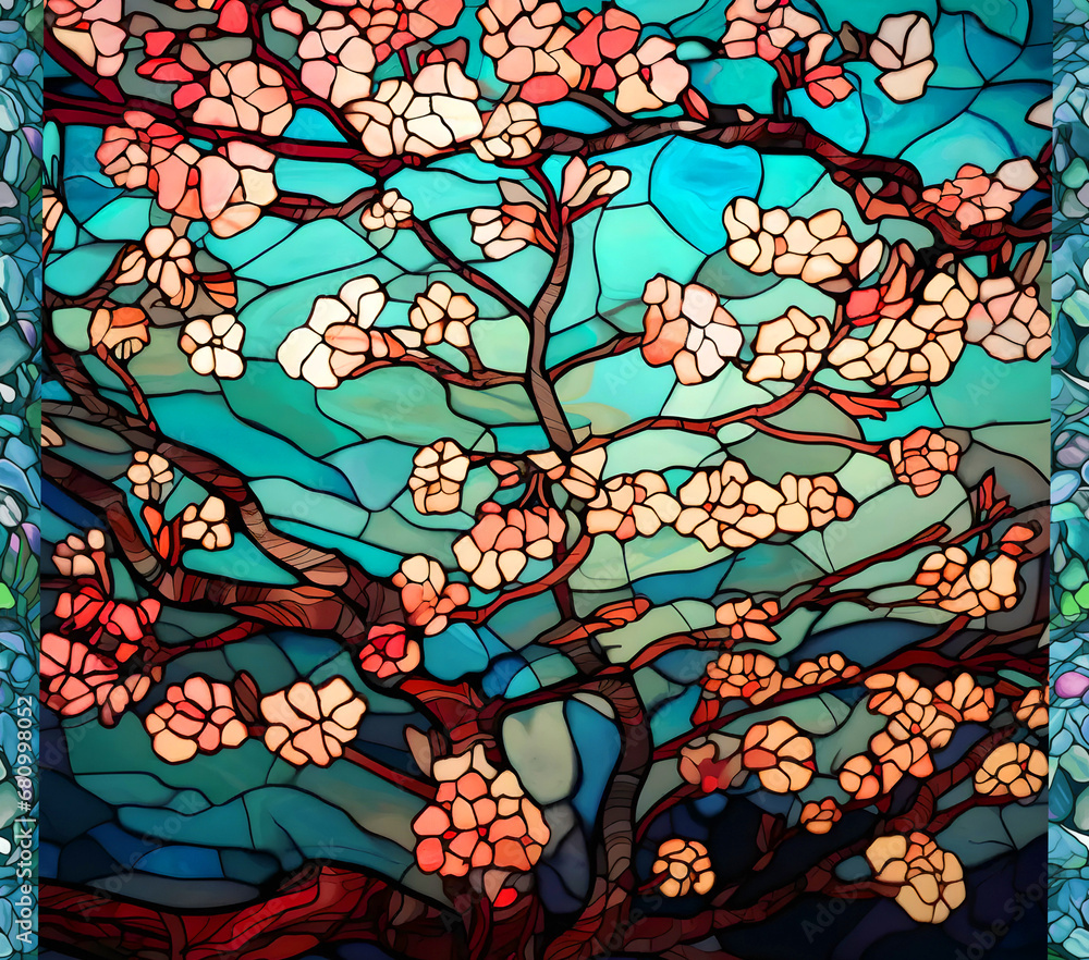 Stained glass christmas cherry blossom sakura flowers 20 oz tumbler wrap wrap sublimation Stained glass christmas cherry blossom sakura flowers 20 oz tumbler wrap wrap sublimation