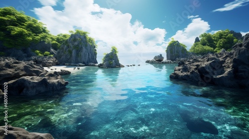 Gorgeous vista of a rounded lagoon in the ocean