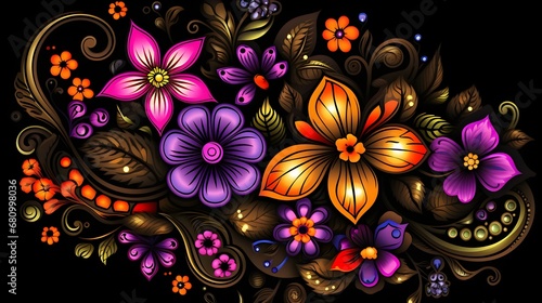 Vibrant Digital Illustration of Stylized Floral Arrangement