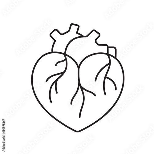 Heart line icon vector for educational materials about diabetes.