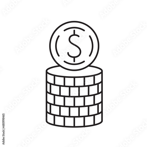 Stack of coins, fundraising or financing, vector line icon