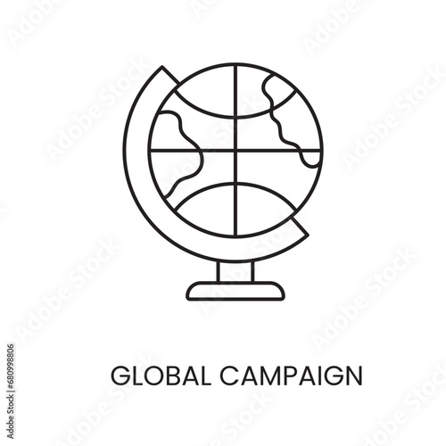 Global campaign line vector icon for diabetes education materials.