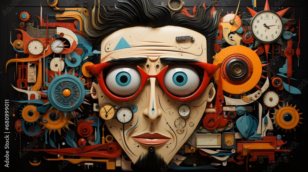 Surreal Mechanical Portrait with Abstract Features Surreal Mechanical Portrait with Abstract Features