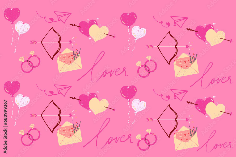 pink background with valentine day love letter. pink background with valentine day love letter.