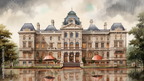 Rainy Day at the Courthouse in london