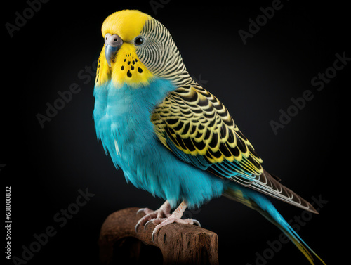 Budgerigar Studio Shot Isolated on Clear Black Background, Generative AI