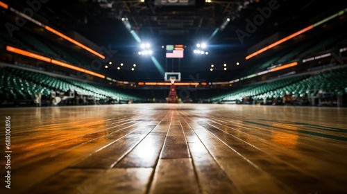 Basketball court in a stadium equipped with bright lights. © sopiangraphics